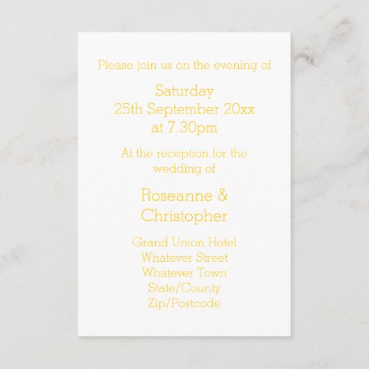 Huwelijksreceptie Enclose Kaart Yellow Butterfly (Achterkant)