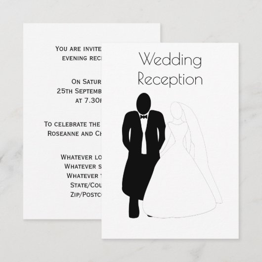 Huwelijksreceptie Enclosure Kaart Bruid Bruidegom (Voorkant / Achterkant)