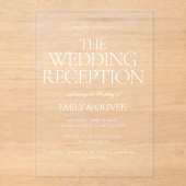 Huwelijksreceptie Feest Elegante Witte Tekst Duide Acryl Uitnodigingen (Voorkant)