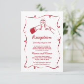 Huwelijksreceptie Hand getekend geïllustreerd gril Informatiekaartje (Staand voorkant)