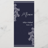 Huwelijksreceptie Marine en Wit Elegant Menu (Voorkant)