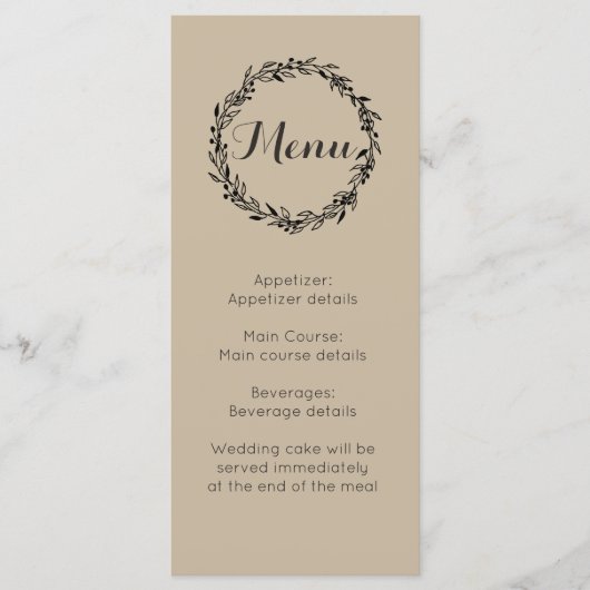 Huwelijksreceptie menu aangepaste template (Voorkant)