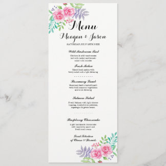 Huwelijksreceptie Menu Elegante Bloem Roos Kaarten