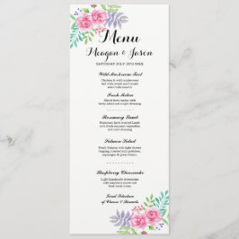 Huwelijksreceptie Menu Elegante Bloem Rozen Kaarte Kaart