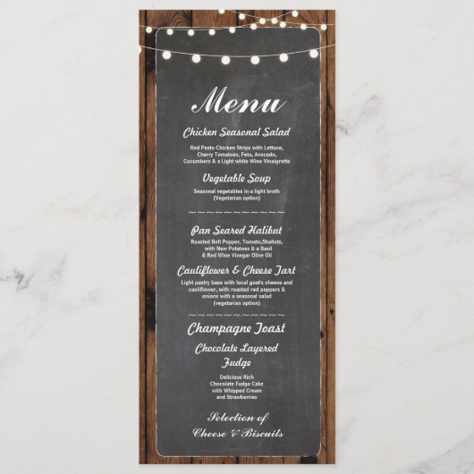 Huwelijksreceptie Menu Rustiek Houten Krijtbordkaa (Voorkant)
