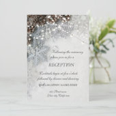 Huwelijksreceptie met dennenappels en sneeuwvlokke kaart (Staand voorkant)