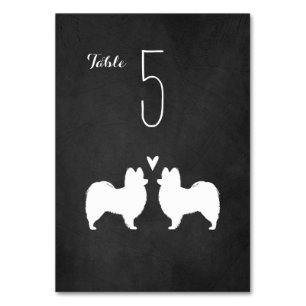 Huwelijksreceptie met silhouetten van Papillon hon Kaart