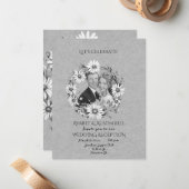 Huwelijksreceptie na feestviering b / w notitiekaartje (Voorkant / Achterkant in situ)