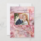 Huwelijksreceptie na feestviering roze notitiekaartje (Voorkant)