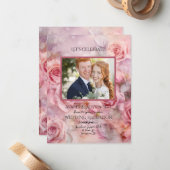 Huwelijksreceptie na feestviering roze notitiekaartje (Voorkant / Achterkant in situ)