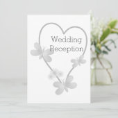 Huwelijksreceptie Nodig Silver Heart Butterfly uit Kaart (Staand voorkant)