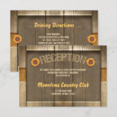 huwelijksreceptie ontwerp met hout en zonnebloemen informatiekaartje (Voorkant / Achterkant)