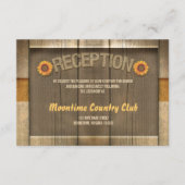 huwelijksreceptie ontwerp met hout en zonnebloemen informatiekaartje (Voorkant)