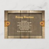 huwelijksreceptie ontwerp met hout en zonnebloemen informatiekaartje (Achterkant)