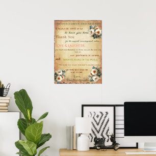 Huwelijksreceptie Poster Bedankt Familie & Vriende