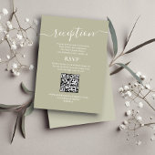 Huwelijksreceptie QR Code RSVP Sage Green Informatiekaartje
