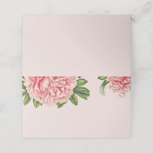 HUWELIJKSRECEPTIE  roze bloemige pioenbloem Plaatskaartje (Buitenkant ongevouwen)