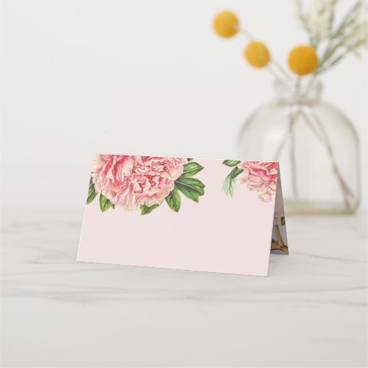 HUWELIJKSRECEPTIE  roze bloemige pioenbloem Plaatskaartje (Voorkant)