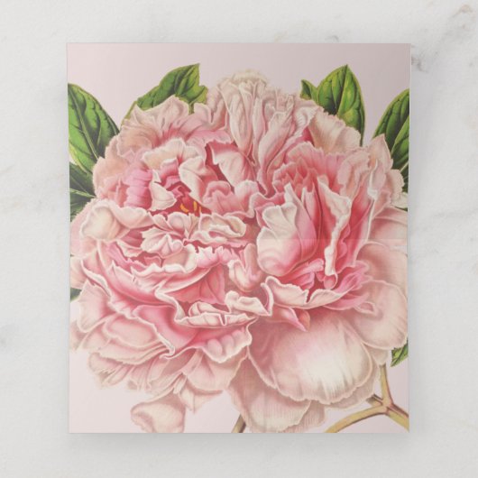 HUWELIJKSRECEPTIE  roze bloemige pioenbloem Plaatskaartje (Binnenkant ongevouwen)