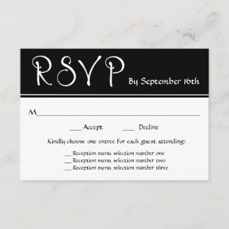 Huwelijksreceptie RSVP 3 Menu Keuzes Reactie