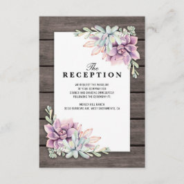 Huwelijksreceptie Rustiek Succulent Bloemen Informatiekaartje