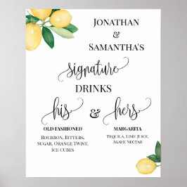 Huwelijksreceptie Signature Dranken Citroenen Bord Poster