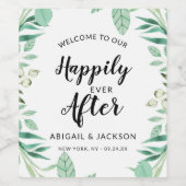 Huwelijksreceptie Welkom bij Happily Ever After Wijn Etiket (Enkel label)