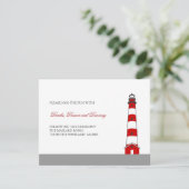 Huwelijksreceptiekaart met vuurtoren informatiekaartje (Staand voorkant)