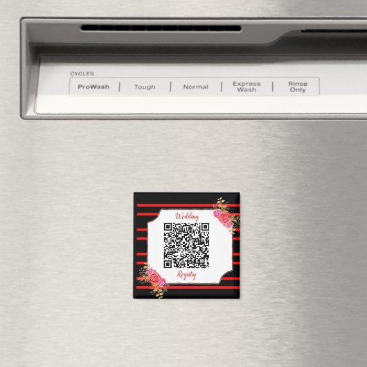 Huwelijksregister Aangepaste QR-code en tekst Magneet (Insitu (Vaatwasser))
