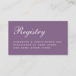 Huwelijksregister Dusty Paarse Eenvoudig Script Informatiekaartje