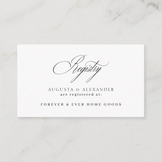 Huwelijksregister Elegante Kalligrafie Informatiekaartje (Voorkant)