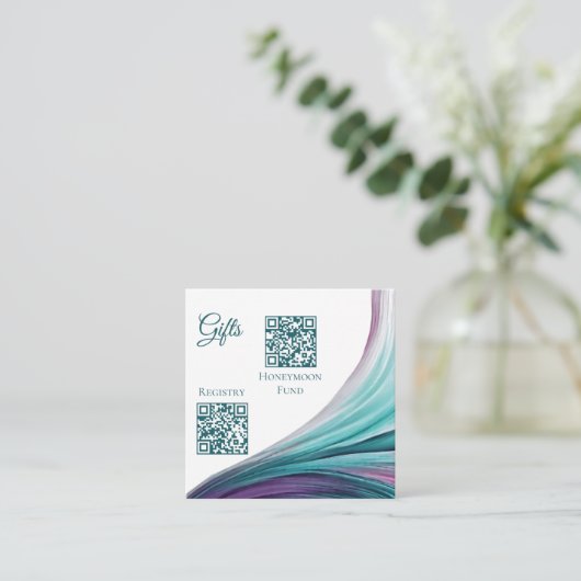 Huwelijksregister-Modern Abstract-Paarse en Blauwg Informatiekaartje (Staand voorkant)