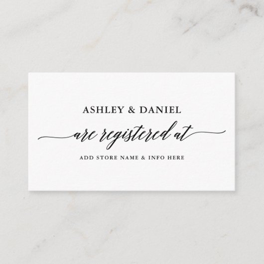Huwelijksregister Moderne Elegante Calligrafie Informatiekaartje (Voorkant)