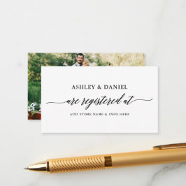 Huwelijksregister Moderne Elegante Kalligrafie Fot Informatiekaartje