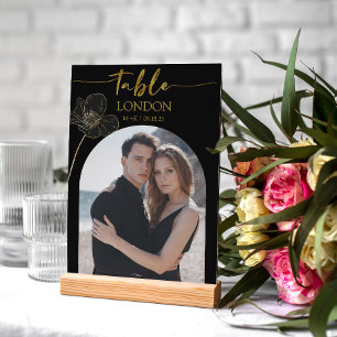 Huwelijksreis Bestemming Foto & Naam Zwart Goud Kaart