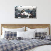 Huwelijksreis (bruid en bruidegom op een bank) canvas afdruk (Insitu (Slaapkamer))