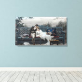 Huwelijksreis (bruid en bruidegom op een bank) canvas afdruk (Insitu (Houten vloer))