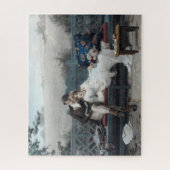 Huwelijksreis (bruid en bruidegom op een bank) legpuzzel (Verticaal)