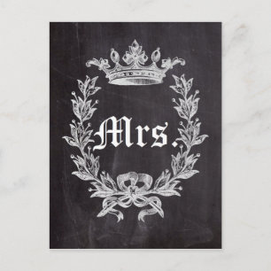Huwelijksreis bruid krijtbord toekomst Mrs. Briefkaart