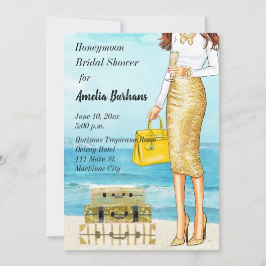 Huwelijksreis bruids douche uitnodiging Tropisch (Voorkant)