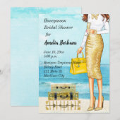 Huwelijksreis bruids douche uitnodiging Tropisch (Voorkant / Achterkant)