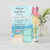 Huwelijksreis bruids douche uitnodiging Tropisch (Staand voorkant)