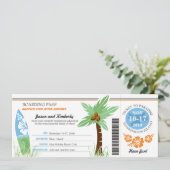 Huwelijksreis Cadeau Instapkaart Palmboom Surfplan Kaart (Staand voorkant)
