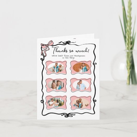 Huwelijksreis Dank u Foto Hand Getrokken Boog Bedankkaart (Voorkant)