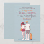 Huwelijksreis Douchen Blauwe Uitnodiging  (Voorkant / Achterkant)