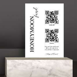 Huwelijksreis Elegant Fonds Moderne Cash QR Code B Reclamebord Met Voetstuk