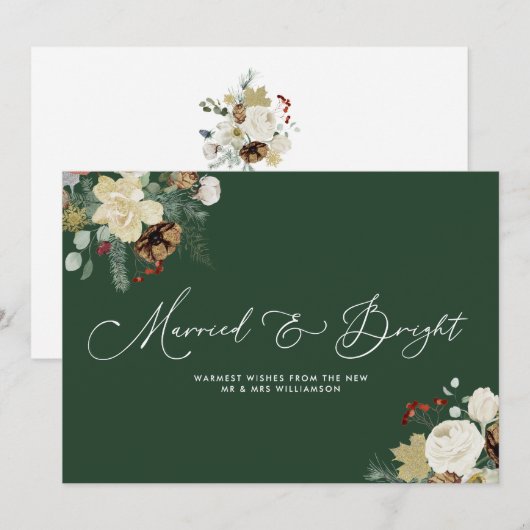 huwelijksreis en felle huwelijksaankondiging feestdagenkaart (Voorkant / Achterkant)