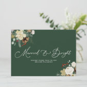 huwelijksreis en felle huwelijksaankondiging feestdagenkaart (Staand voorkant)