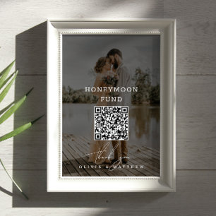 Huwelijksreis Fonds. Minimalistische QR Code foto  Poster