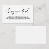 Huwelijksreis Fonds, Modern Elegant Script Informatiekaartje (Voorkant / Achterkant)